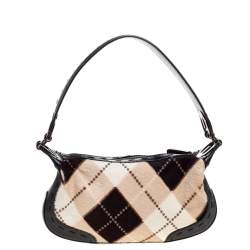 Pre Owned Escada Black/Multicolor Calfhair and Leather Shoulder Bag