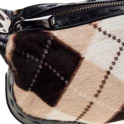 Pre Owned Escada Black/Multicolor Calfhair and Leather Shoulder Bag