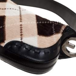 Pre Owned Escada Black/Multicolor Calfhair and Leather Shoulder Bag