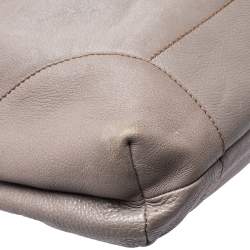 Pre Owned Escada Grey Leather Logo Embossed Hobo