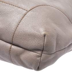 Pre Owned Escada Grey Leather Logo Embossed Hobo