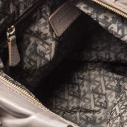 Pre Owned Escada Grey Leather Logo Embossed Hobo