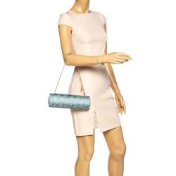 Pre Owned Escada Powder Blue Lace and Satin Chain Clutch