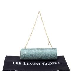 Pre Owned Escada Powder Blue Lace and Satin Chain Clutch