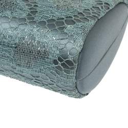 Pre Owned Escada Powder Blue Lace and Satin Chain Clutch