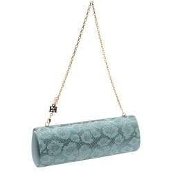 Pre Owned Escada Powder Blue Lace and Satin Chain Clutch