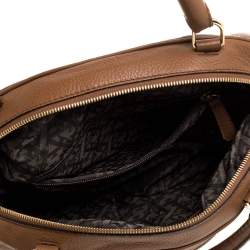 Pre Owned Escada Brown Leather Metal Logo Satchel