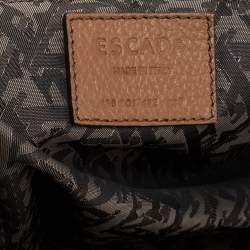 Pre Owned Escada Brown Leather Metal Logo Satchel