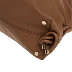 Pre Owned Escada Brown Leather Metal Logo Satchel