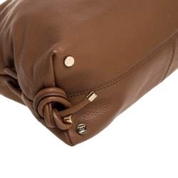 Pre Owned Escada Brown Leather Metal Logo Satchel