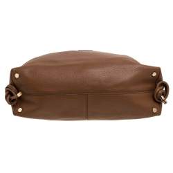 Pre Owned Escada Brown Leather Metal Logo Satchel