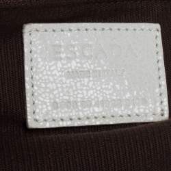 Escada White Crackled Patent Leather Frame Hobo