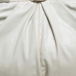 Escada White Crackled Patent Leather Frame Hobo