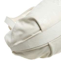 Escada White Crackled Patent Leather Frame Hobo