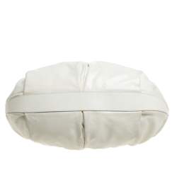Escada White Crackled Patent Leather Frame Hobo