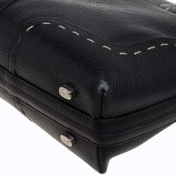 Pre Owned Escada Black Leather Front Pocket Satchel