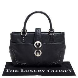 Pre Owned Escada Black Leather Front Pocket Satchel