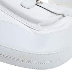 Escada White Leather Double Pocket Braided Handle Hobo