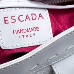 Escada White Leather Double Pocket Braided Handle Hobo