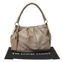 Pre Owned Escada Grey Leather Zip Hobo