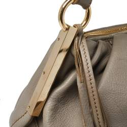 Pre Owned Escada Grey Leather Zip Hobo