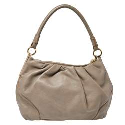 Pre Owned Escada Grey Leather Zip Hobo