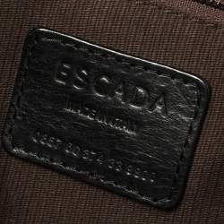 Pre Owned Escada Black/Beige Tiger Print Faux Fur and Leather Turnlock Flap Tote