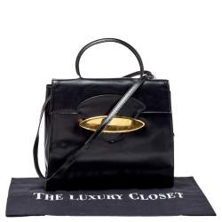 Escada Black Leather Top Handle Bag