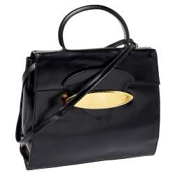 Escada Black Leather Top Handle Bag