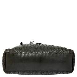 Pre Owned Escada Green Woven Leather Tassel Tote