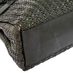 Pre Owned Escada Green Woven Leather Tassel Tote