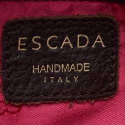 Escada Magenta/Dark Brown Leather and Canvas Small Eluna Bag