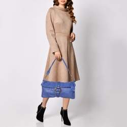 Pre Owned Escada Purple Leather Flap Shoulder Bag