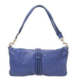 Pre Owned Escada Purple Leather Flap Shoulder Bag