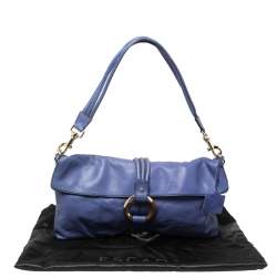 Pre Owned Escada Purple Leather Flap Shoulder Bag