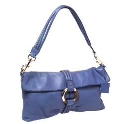 Pre Owned Escada Purple Leather Flap Shoulder Bag