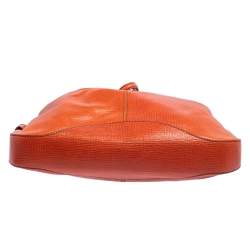 Pre Owned Escada Burnt Orange Textured Leather Zip Detail Shoulder Bag
