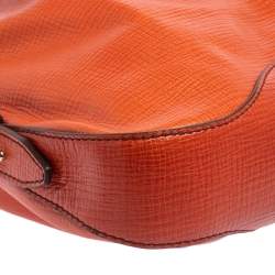 Pre Owned Escada Burnt Orange Textured Leather Zip Detail Shoulder Bag