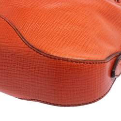 Pre Owned Escada Burnt Orange Textured Leather Zip Detail Shoulder Bag