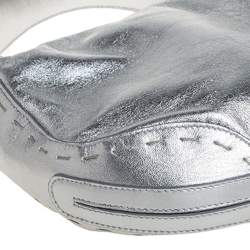 Pre Owned Escada Metallic Silver Leather Hobo