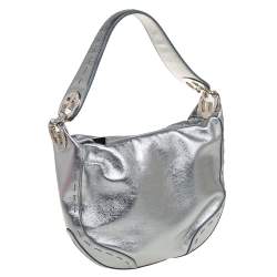 Pre Owned Escada Metallic Silver Leather Hobo