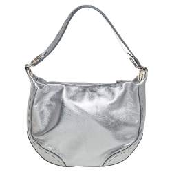 Pre Owned Escada Metallic Silver Leather Hobo