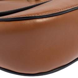 Pre Owned Escada Brown Leather Flap Crossbody Bag