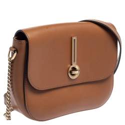 Pre Owned Escada Brown Leather Flap Crossbody Bag