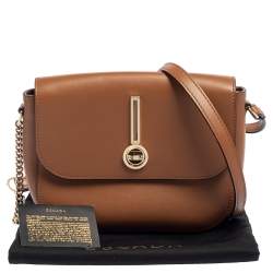 Pre Owned Escada Brown Leather Flap Crossbody Bag