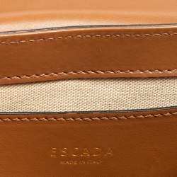 Pre Owned Escada Brown Leather Flap Crossbody Bag