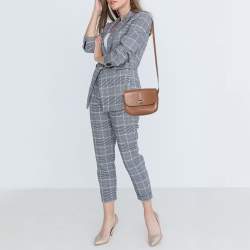 Pre Owned Escada Brown Leather Flap Crossbody Bag