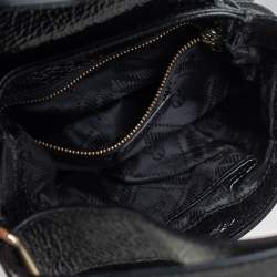 Escada Black Textured Patent Leather Turnlock Flap Baguette Bag