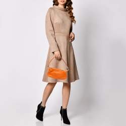 Pre Owned Escada Orange Leather Eluna Baguette Shoulder Bag