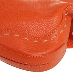 Pre Owned Escada Orange Leather Eluna Baguette Shoulder Bag